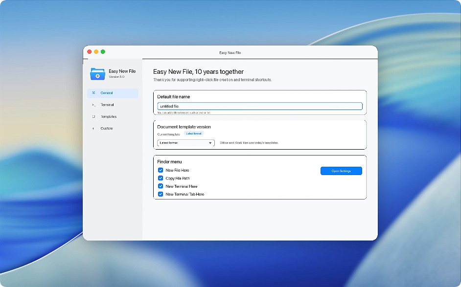 1781571069-5155bddfa1e12a3.png Easy New File for Mac v6.0 右键快捷新建文档 中文破解版下载