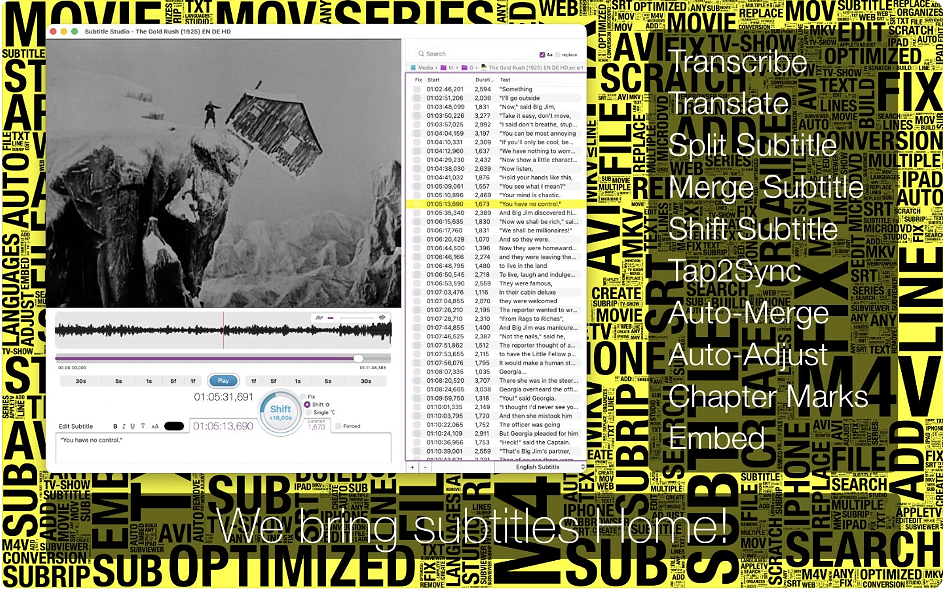 1781676133-2cc6d948797c235.png Subtitle Studio for mac v1.5.11 一站式视频字幕处理工具 破解版下载